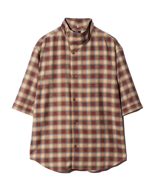 glamb(グラム)の「Stand Collar Check Shirt / スタンドカラーチェックシャツ(シャツ/ブラウス・メンズ・ブラウン/ネイビー・S/M/L)」の3枚目の写真