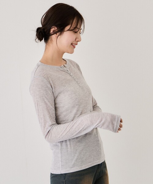 Jayro(ジャイロ)の「ヘンリーネックプルオーバー(Tシャツ/カットソー・レディース・ブラック/ホワイト系その他・M)」の12枚目の写真