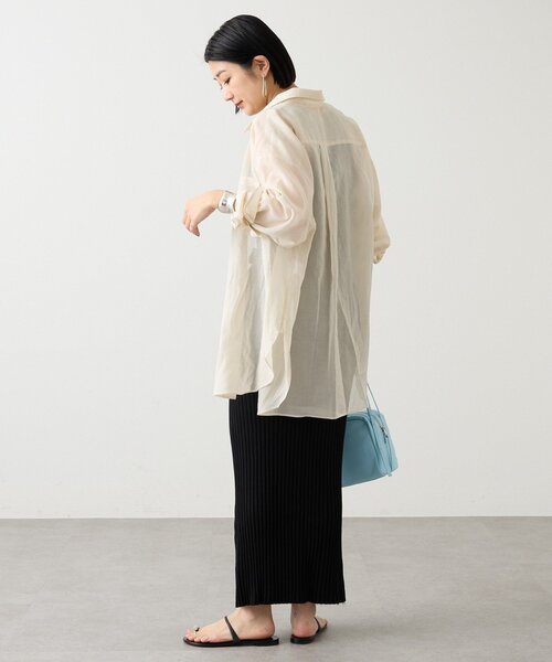 russet（ラシット）の「シアーオーバーシャツ（シャツ/ブラウス・レディース・ブルー/アイボリー・FREE）」の7枚目の写真