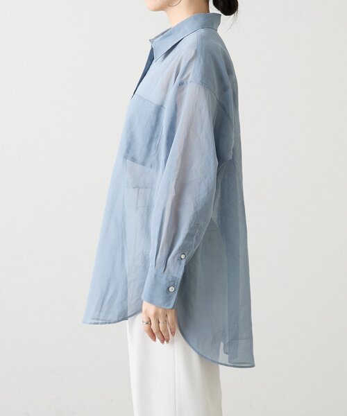 russet（ラシット）の「シアーオーバーシャツ（シャツ/ブラウス・レディース・ブルー/アイボリー・FREE）」の16枚目の写真