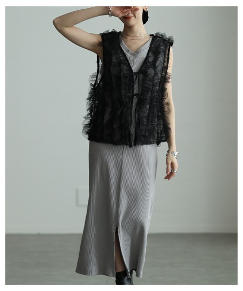 Sawa a la mode（サワアラモード）の「ツイルジレ＆チュールジレアンサンブル（ベスト・レディース・ブラック/グレー・FREE）」の21枚目の写真