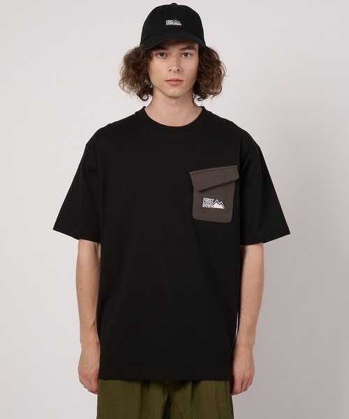 FIRST DOWN（ファーストダウン）の「ポケット ショートスリーブTシャツ（Tシャツ/カットソー・メンズ・杢グレー/ブラック・XL/L/M）」の4枚目の写真