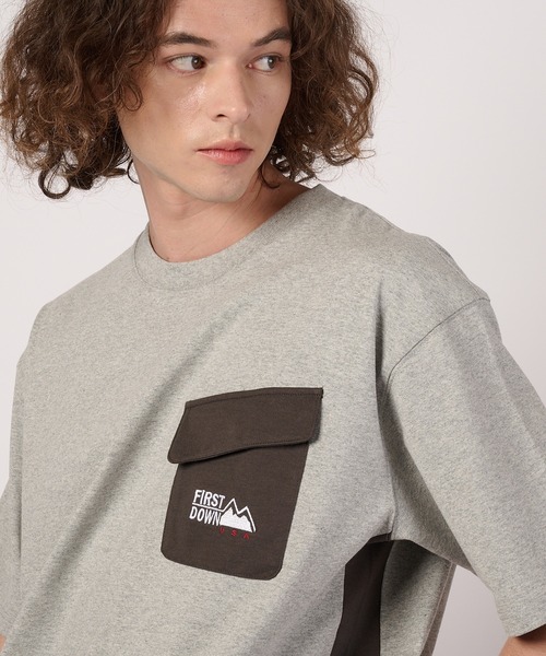 FIRST DOWN（ファーストダウン）の「ポケット ショートスリーブTシャツ（Tシャツ/カットソー・メンズ・杢グレー/ブラック・XL/L/M）」の9枚目の写真