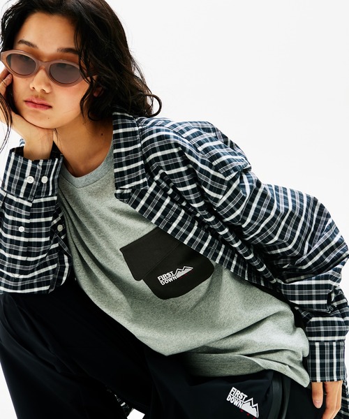 FIRST DOWN（ファーストダウン）の「ポケット ショートスリーブTシャツ（Tシャツ/カットソー・メンズ・杢グレー/ブラック・XL/L/M）」の7枚目の写真
