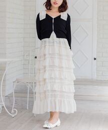 ems excite | 【セットアイテム】フリルティアードOP＆カーデSET(ワンピース)