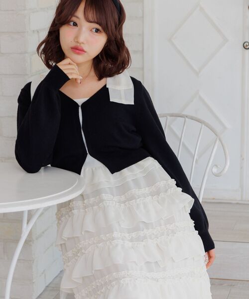 ems excite（エムズエキサイト）の「【セットアイテム】フリルティアードOP＆カーデSET（ワンピース・レディース・ブラック/ナチュラル/ピンク・FREE）」の15枚目の写真