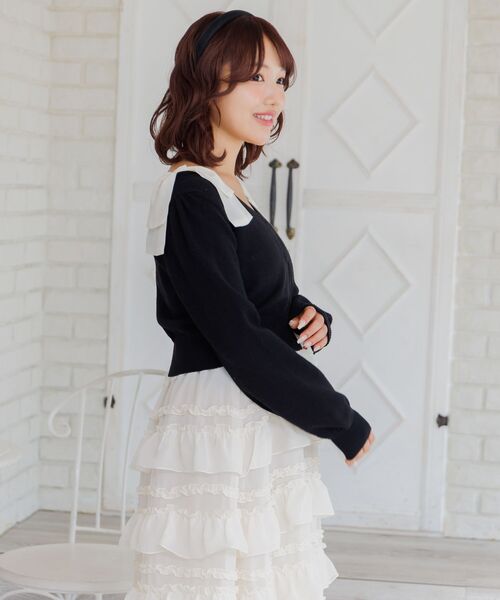 ems excite（エムズエキサイト）の「【セットアイテム】フリルティアードOP＆カーデSET（ワンピース・レディース・ブラック/ナチュラル/ピンク・FREE）」の21枚目の写真