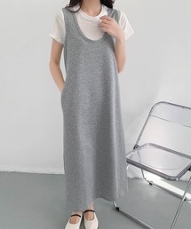 半袖インナーTシャツ Uネックジャンパースカート 2点セット
