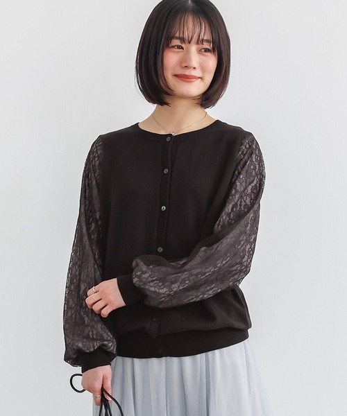 n'OrLABEL(ノアールレーベル)の「袖レースニットカーディガン(カーディガン/ボレロ・レディース・ブラック/ライトグリーン・1/2)」の15枚目の写真