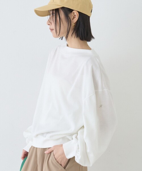 Rouge vif Anna（ルージュヴィフアンナ）の「ポリスパンパフスリーブイージーカットプルオーバー/吸水速乾（Tシャツ/カットソー・レディース・カーキ/オフホワイト/チャコールグレー・フリー）」の2枚目の写真