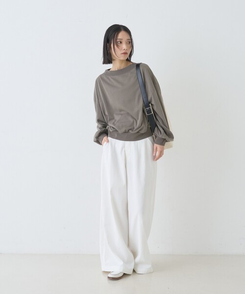 Rouge vif Anna（ルージュヴィフアンナ）の「ポリスパンパフスリーブイージーカットプルオーバー/吸水速乾（Tシャツ/カットソー・レディース・カーキ/オフホワイト/チャコールグレー・フリー）」の21枚目の写真