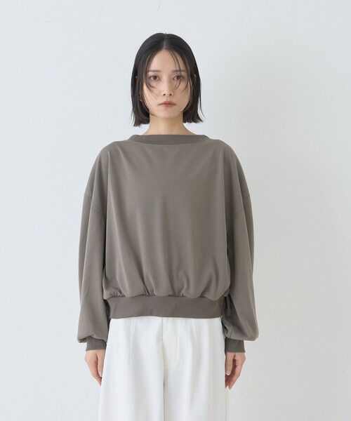 Rouge vif Anna（ルージュヴィフアンナ）の「ポリスパンパフスリーブイージーカットプルオーバー/吸水速乾（Tシャツ/カットソー・レディース・カーキ/オフホワイト/チャコールグレー・フリー）」の8枚目の写真