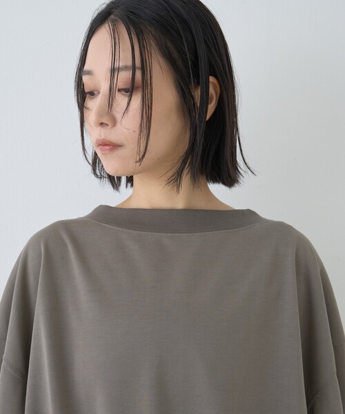 Rouge vif Anna（ルージュヴィフアンナ）の「ポリスパンパフスリーブイージーカットプルオーバー/吸水速乾（Tシャツ/カットソー・レディース・カーキ/オフホワイト/チャコールグレー・フリー）」の12枚目の写真