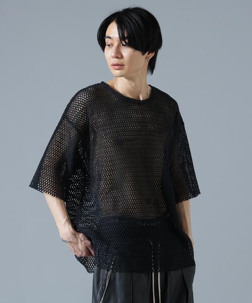 DANKE SCHON（ダンケシェーン）の「DankeSchon/ダンケシェーン/MESH S/S TEE（Tシャツ/カットソー・メンズ・ホワイト/ブラック/グレー・F）」の3枚目の写真