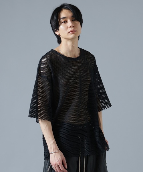 DANKE SCHON(ダンケシェーン)の「DankeSchon/ダンケシェーン/MESH S/S TEE(Tシャツ/カットソー・メンズ・ホワイト/ブラック/グレー・F)」の3枚目の写真