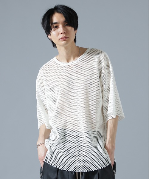 DANKE SCHON(ダンケシェーン)の「DankeSchon/ダンケシェーン/MESH S/S TEE(Tシャツ/カットソー・メンズ・ホワイト/ブラック/グレー・F)」の4枚目の写真