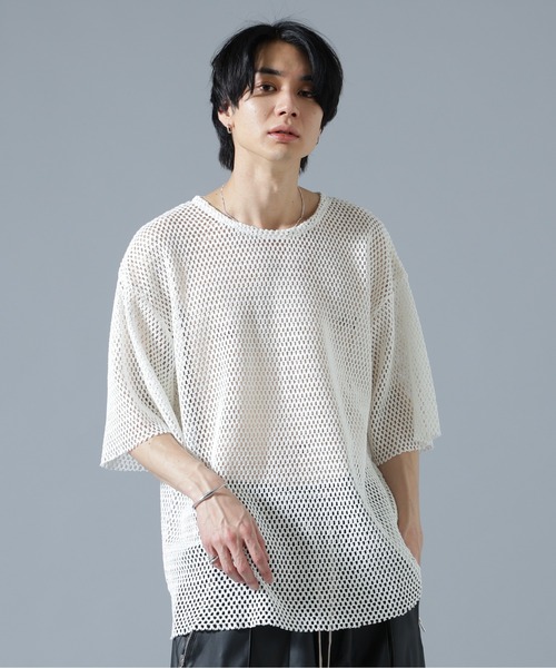DANKE SCHON(ダンケシェーン)の「DankeSchon/ダンケシェーン/MESH S/S TEE(Tシャツ/カットソー・メンズ・ホワイト/ブラック/グレー・F)」の5枚目の写真