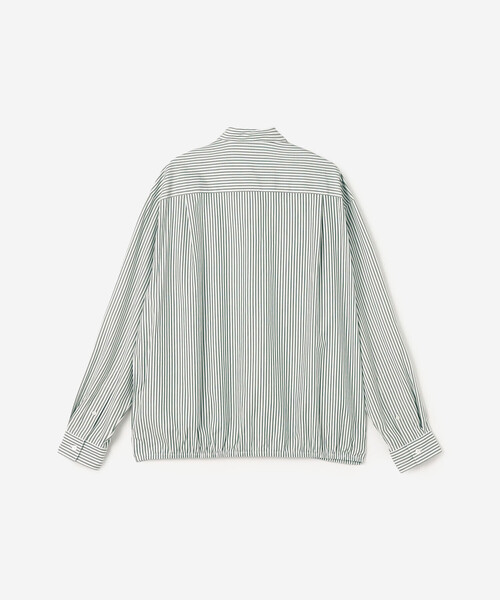 GYMPHLEX(ジムフレックス)の「Gymphlex | コットン ストライプ 長袖ギャザーシャツ MEN(シャツ/ブラウス・メンズ・グリーン系その他・L)」の3枚目の写真