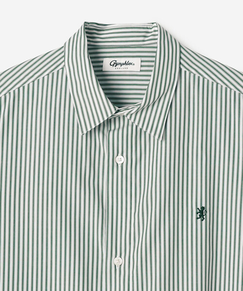 GYMPHLEX(ジムフレックス)の「Gymphlex | コットン ストライプ 長袖ギャザーシャツ MEN(シャツ/ブラウス・メンズ・グリーン系その他・L)」の4枚目の写真