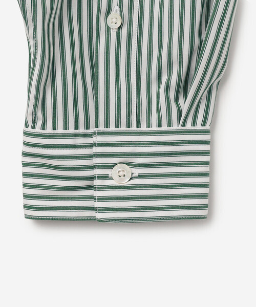 GYMPHLEX(ジムフレックス)の「Gymphlex | コットン ストライプ 長袖ギャザーシャツ MEN(シャツ/ブラウス・メンズ・グリーン系その他・L)」の6枚目の写真