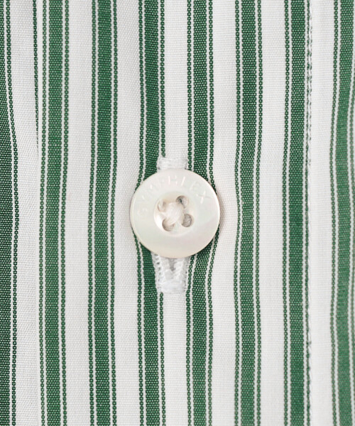 GYMPHLEX(ジムフレックス)の「Gymphlex | コットン ストライプ 長袖ギャザーシャツ MEN(シャツ/ブラウス・メンズ・グリーン系その他・L)」の8枚目の写真