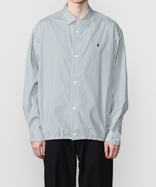 Gymphlex | コットン ストライプ 長袖ギャザーシャツ MEN（シャツ