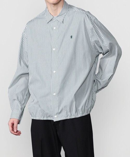 ストライプ 長袖シャツ Gymphlex | コットン ストライプ 長袖ギャザーシャツ MEN（シャツ