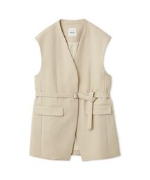 Mila Owen | 共ベルト付きオーバーサイズノーカラーベスト(その他アウター)