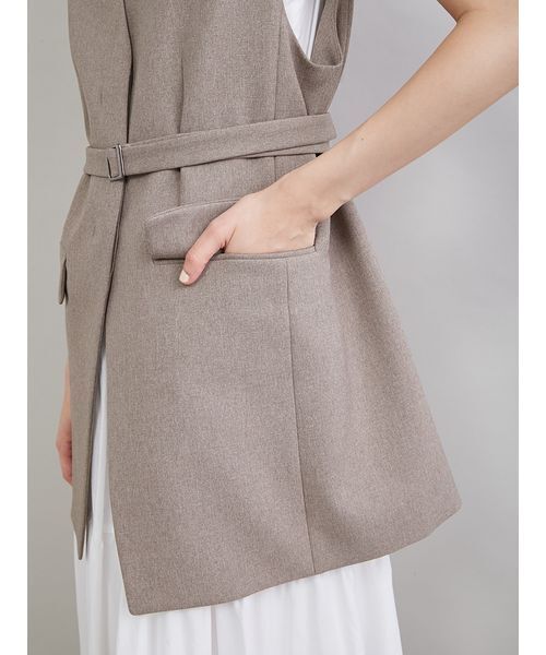 Mila Owen（ミラオーウェン）の「共ベルト付きオーバーサイズノーカラーベスト（その他アウター・レディース・ベージュ/アイボリー/マルチ・0/1）」の14枚目の写真