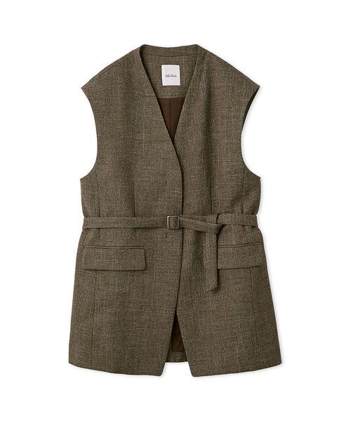 Mila Owen（ミラオーウェン）の「共ベルト付きオーバーサイズノーカラーベスト（その他アウター・レディース・ベージュ/アイボリー/マルチ・0/1）」の21枚目の写真