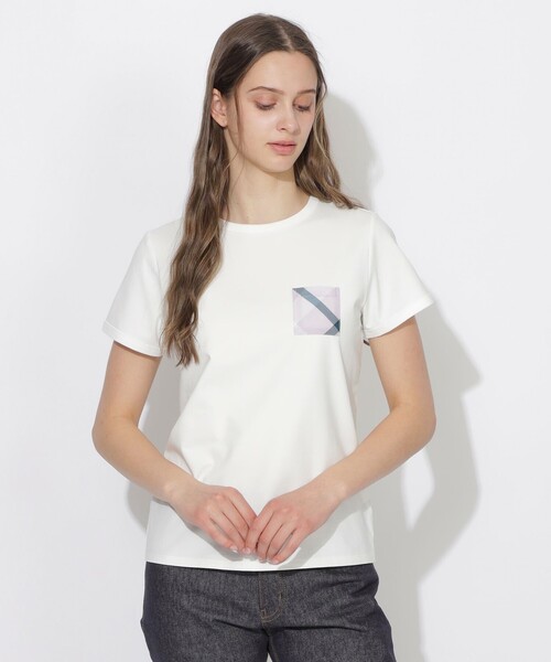 CB CRESTBRIDGE（シービークレストブリッジ）の「チェックポケットベイビーTシャツ（Tシャツ/カットソー・レディース・ブルー系その他2/ブラック/オフホワイト・M）」の2枚目の写真
