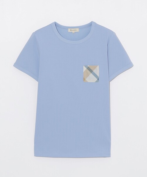 CB CRESTBRIDGE（シービークレストブリッジ）の「チェックポケットベイビーTシャツ（Tシャツ/カットソー・レディース・ブルー系その他2/ブラック/オフホワイト・M）」の4枚目の写真
