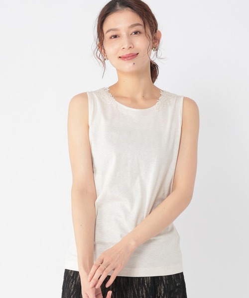 studio CLIP（スタディオクリップ）の「2WAYレースタンクトップ[プラスサイズあり]（タンクトップ・レディース・ネイビー/スモーク/ライトグリーン/ブラウン/ライトグレー/アイボリー/オフホワイト・XX-LARGE/X-LARGE/LARGE/MEDIUM/XXX-LARGE）」の5枚目の写真