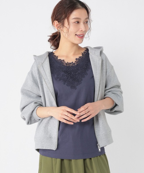 studio CLIP（スタディオクリップ）の「2WAYレースタンクトップ[プラスサイズあり]（タンクトップ・レディース・ネイビー/スモーク/ライトグリーン/ブラウン/ライトグレー/アイボリー/オフホワイト・XX-LARGE/X-LARGE/LARGE/MEDIUM/XXX-LARGE）」の7枚目の写真