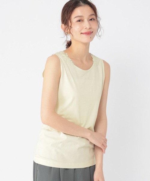 studio CLIP（スタディオクリップ）の「2WAYレースタンクトップ[プラスサイズあり]（タンクトップ・レディース・ネイビー/スモーク/ライトグリーン/ブラウン/ライトグレー/アイボリー/オフホワイト・XX-LARGE/X-LARGE/LARGE/MEDIUM/XXX-LARGE）」の6枚目の写真
