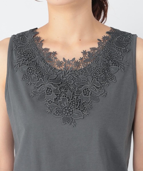 studio CLIP（スタディオクリップ）の「2WAYレースタンクトップ[プラスサイズあり]（タンクトップ・レディース・ネイビー/スモーク/ライトグリーン/ブラウン/ライトグレー/アイボリー/オフホワイト・XX-LARGE/X-LARGE/LARGE/MEDIUM/XXX-LARGE）」の15枚目の写真