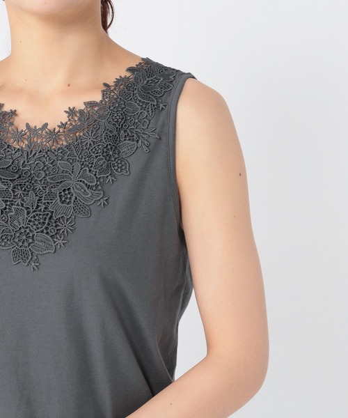 studio CLIP（スタディオクリップ）の「2WAYレースタンクトップ[プラスサイズあり]（タンクトップ・レディース・ネイビー/スモーク/ライトグリーン/ブラウン/ライトグレー/アイボリー/オフホワイト・XX-LARGE/X-LARGE/LARGE/MEDIUM/XXX-LARGE）」の16枚目の写真