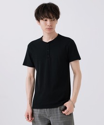 スパンテレコ ヘンリーネック 無地 半袖 Tシャツ