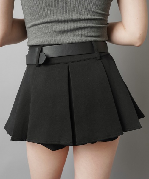 SPINNS（スピンズ）の「プリーツミニスカート/ベルト付き/インナーパンツ付き（スカート・レディース・グレー/ブラック・ONESIZE）」の19枚目の写真