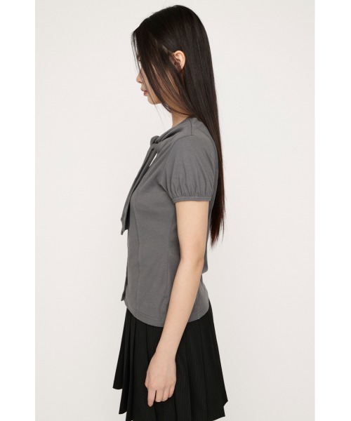 SLY(スライ)の「FRONT BUTTON TIE TOPS フロントボタンタイトップス 春服(Tシャツ/カットソー・レディース・ブラック/ホワイト/レッド/グレー・FREE)」の17枚目の写真