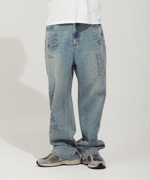 Wacky WiLLy(ワッキーウィリー)の「ストレートグラフィックデニムパンツブルー(デニムパンツ・レディース・その他・SMALL/MEDIUM/LARGE/X-LARGE)」の1枚目の写真