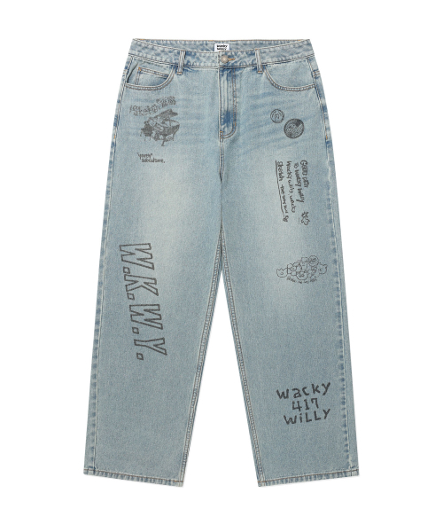 Wacky WiLLy(ワッキーウィリー)の「ストレートグラフィックデニムパンツブルー(デニムパンツ・レディース・その他・SMALL/MEDIUM/LARGE/X-LARGE)」の2枚目の写真