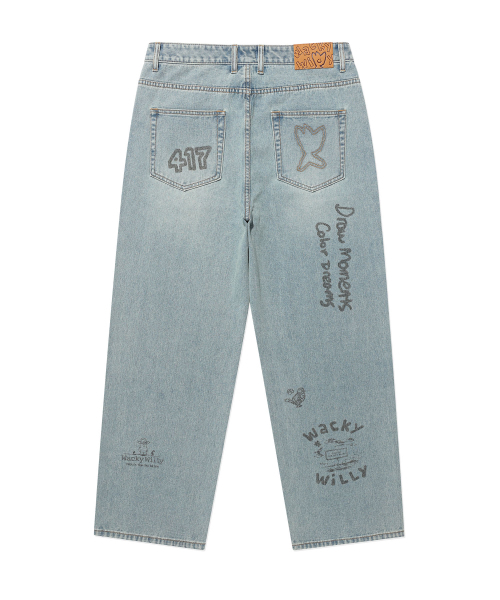 Wacky WiLLy(ワッキーウィリー)の「ストレートグラフィックデニムパンツブルー(デニムパンツ・レディース・その他・SMALL/MEDIUM/LARGE/X-LARGE)」の3枚目の写真