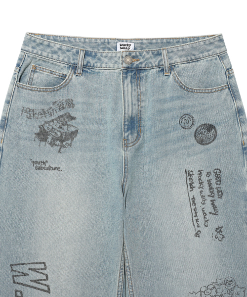 Wacky WiLLy(ワッキーウィリー)の「ストレートグラフィックデニムパンツブルー(デニムパンツ・レディース・その他・SMALL/MEDIUM/LARGE/X-LARGE)」の4枚目の写真
