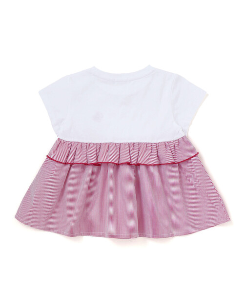 BeBe Petits Pois Vert（ベベプチポワヴェール）の「【店舗限定】ストライプ切り替えトップス＋ショートパンツセットアップ(95～150cm)（セットアップ・キッズ・ブルー系その他2/レッド系その他・110cm/120cm/95cm/100cm/140cm/130cm/150cm）」の6枚目の写真