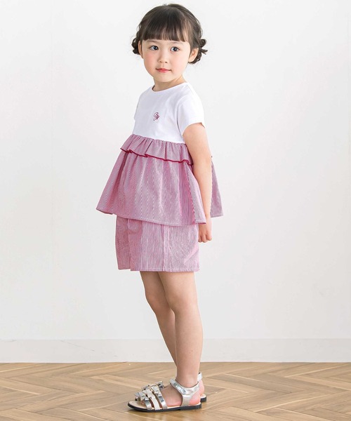 BeBe Petits Pois Vert（ベベプチポワヴェール）の「【店舗限定】ストライプ切り替えトップス＋ショートパンツセットアップ(95～150cm)（セットアップ・キッズ・ブルー系その他2/レッド系その他・110cm/120cm/95cm/100cm/140cm/130cm/150cm）」の20枚目の写真