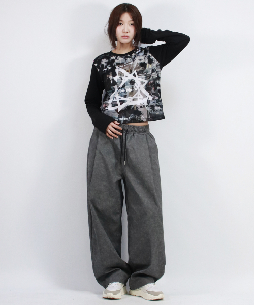 DEMARC（ドゥマーク）の「Grunge washing side one tuck curved wide pants charcoal（その他パンツ・レディース・チャコール・MEDIUM/LARGE）」の6枚目の写真