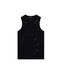 (DUC) Eyelet Stud Tank Top Black