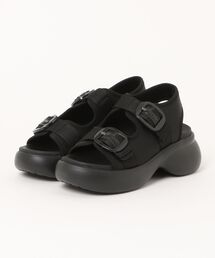 ABC-MART（エービーシーマート）の「ABC SELECT エービーシーセレクト CL VL 2BUCKLE SANDAL 6 ボリュームダブルバックルサンダル 6 W2065 ALL BLACK（サンダル）」
