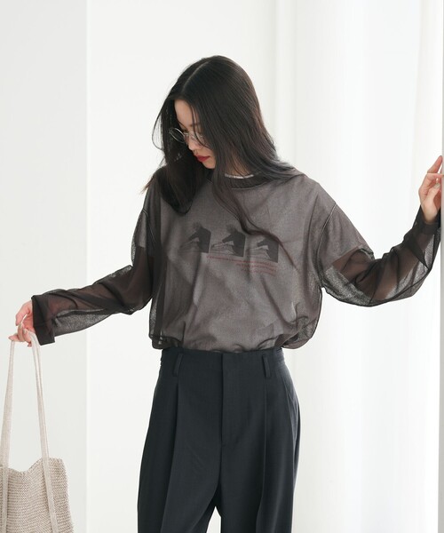 BEAUTY&YOUTH UNITED ARROWS(ビューティーアンドユースユナイテッドアローズ)の「レーヨンナイロン ライン シアーニット プルオーバー ウォッシャブル(ニット/セーター・レディース・ダークブラウン/ライム/オフホワイト・FREE)」の10枚目の写真
